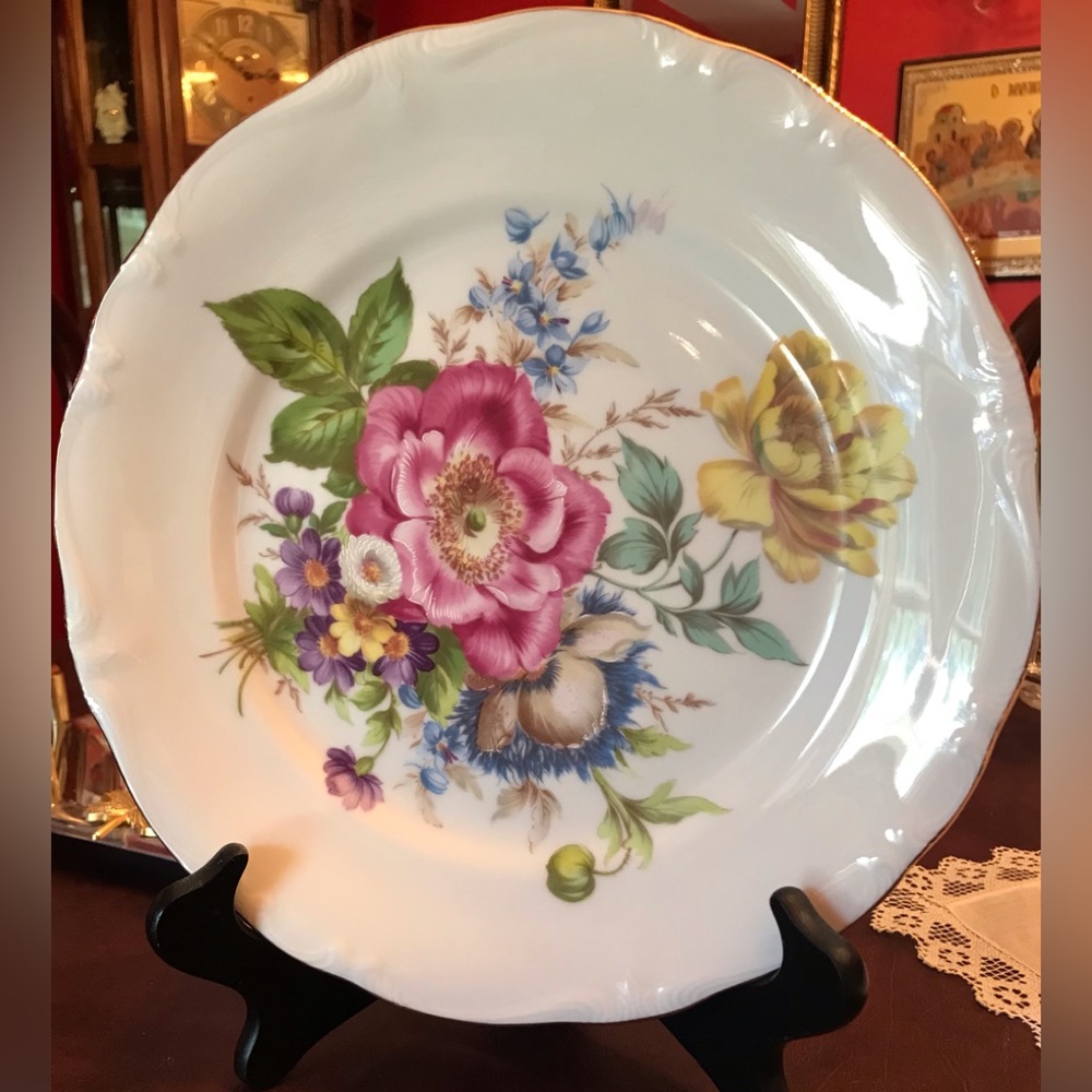 Gloria Fine Bavaria Porcelain Handwork Bayreuth Dinner Plate 10” Floral